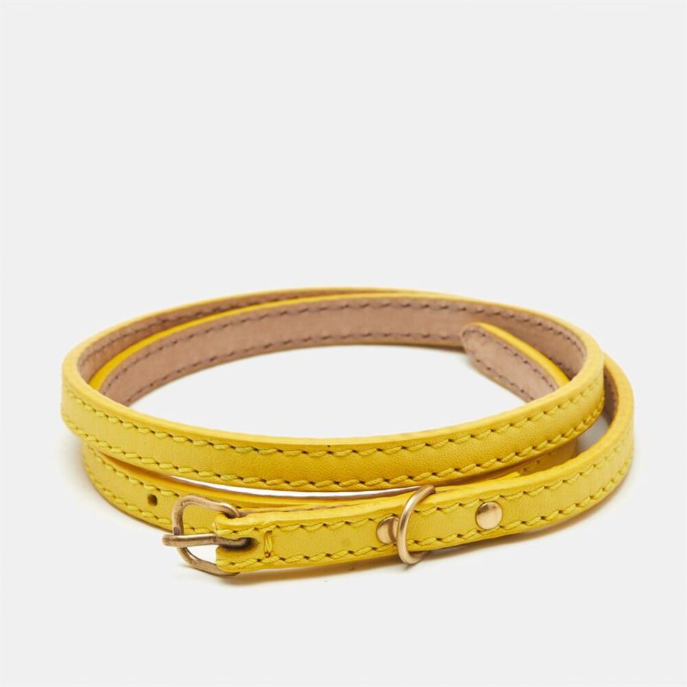 Balenciaga 70 Cm Slim Buckle Belt Yellow Leather
